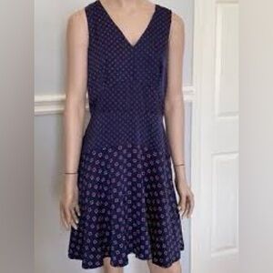 Tommy Hilfiger Navy Floral Dress, silky, v-neck, sleeveless, fit and flare, 14